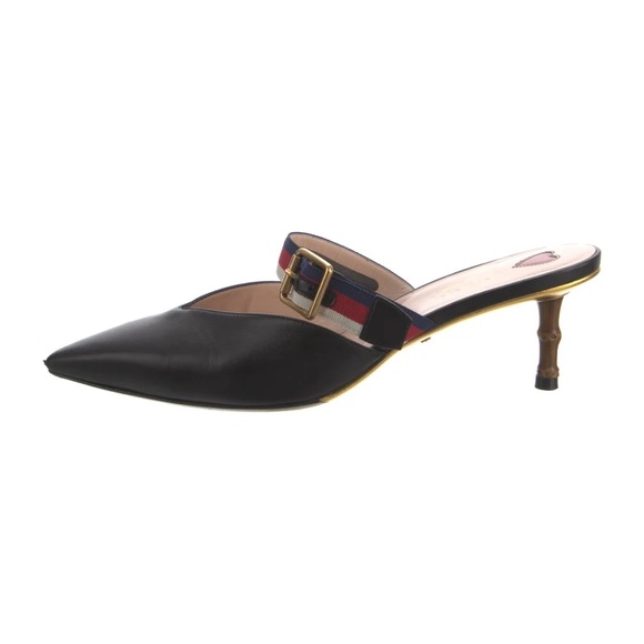 ❤️Gucci Leather Bamboo Heels Mules❤️ - Picture 1 of 5